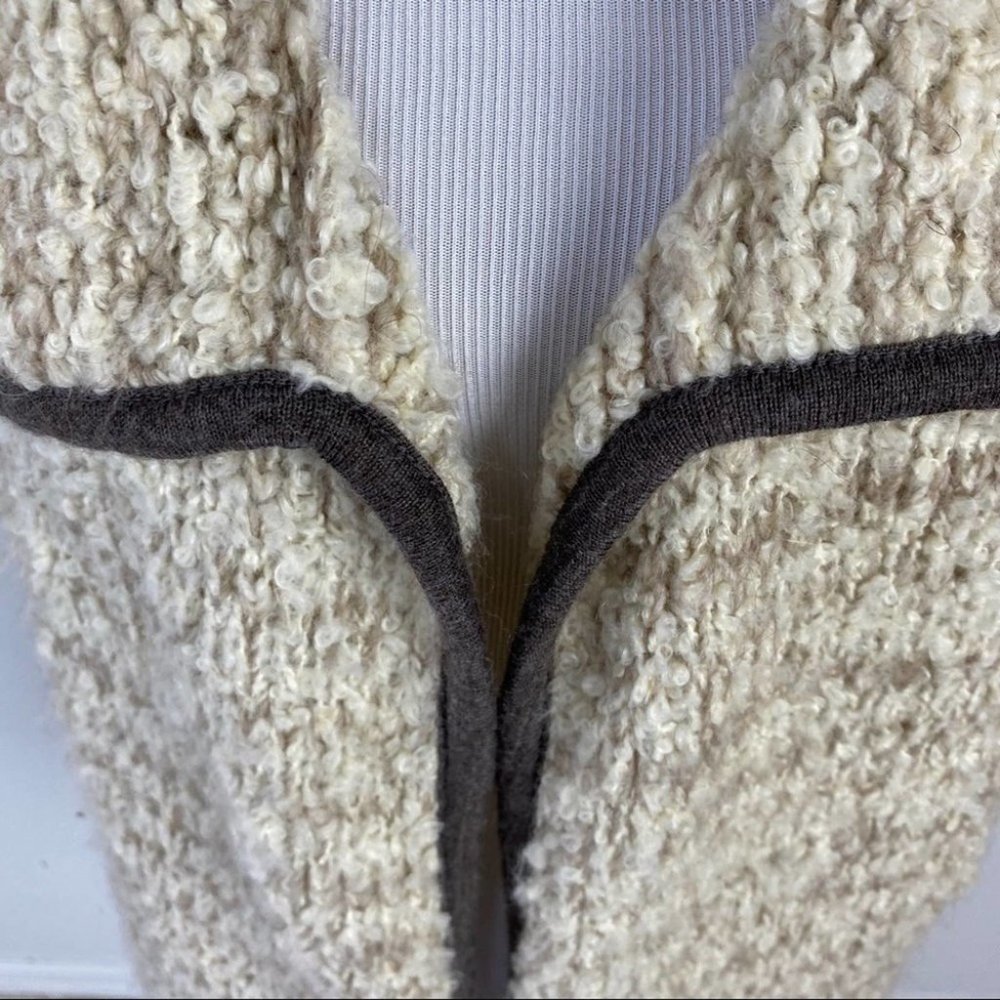 Loft Open Front  Oversized Tan Cardigan Wool Mohair Alpaca Blend - Picture 3 of 12